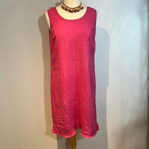 Blue Illusion 100% linen hot pink A-line sleeveless dress size medium